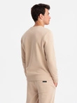 Tricou de bumbac BASIC pentru bărbați, set tricou + pantaloni de jogging - bej V6 Z84