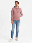 Men's BASIC cotton sweatshirt kangaroo hoodie - dark pink V4 OM-SSBN-0161
