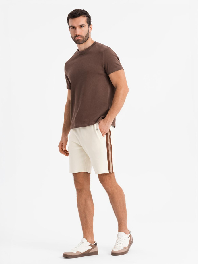 Pantaloni scurți casual pentru bărbați SLIM FIT jacquard knit - albastru marin V1 OM-SRCS-0168