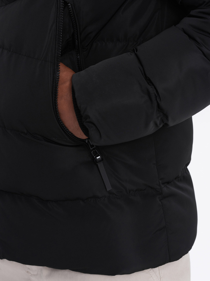 Pánská zimní bunda s neobvyklým prošíváním - černá V3 OM-JAHP-0127