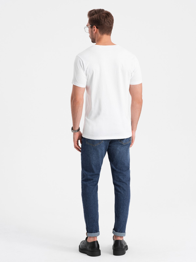 Tricou bărbătesc V-NECK cu elastan - alb V1 OM-TSCT-0106