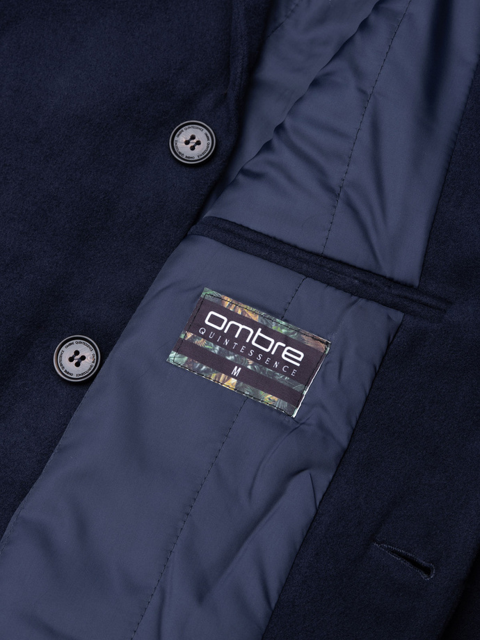 Men's classic single-breasted coat - navy blue V1 C432