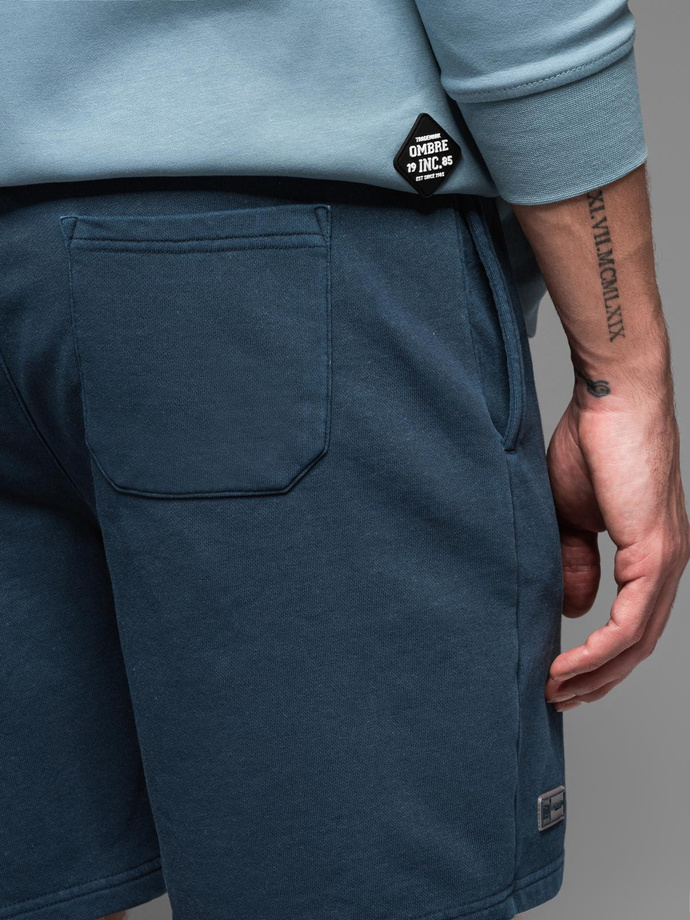 RELAXED FIT sportinio stiliaus vyriški trumpi sportiniai šortai - tamsiai mėlyni V4 OM-SRWS-0122