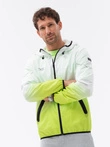 Men's sports jacket with ombre effect - white and lime green V1 OM-JANP-0104