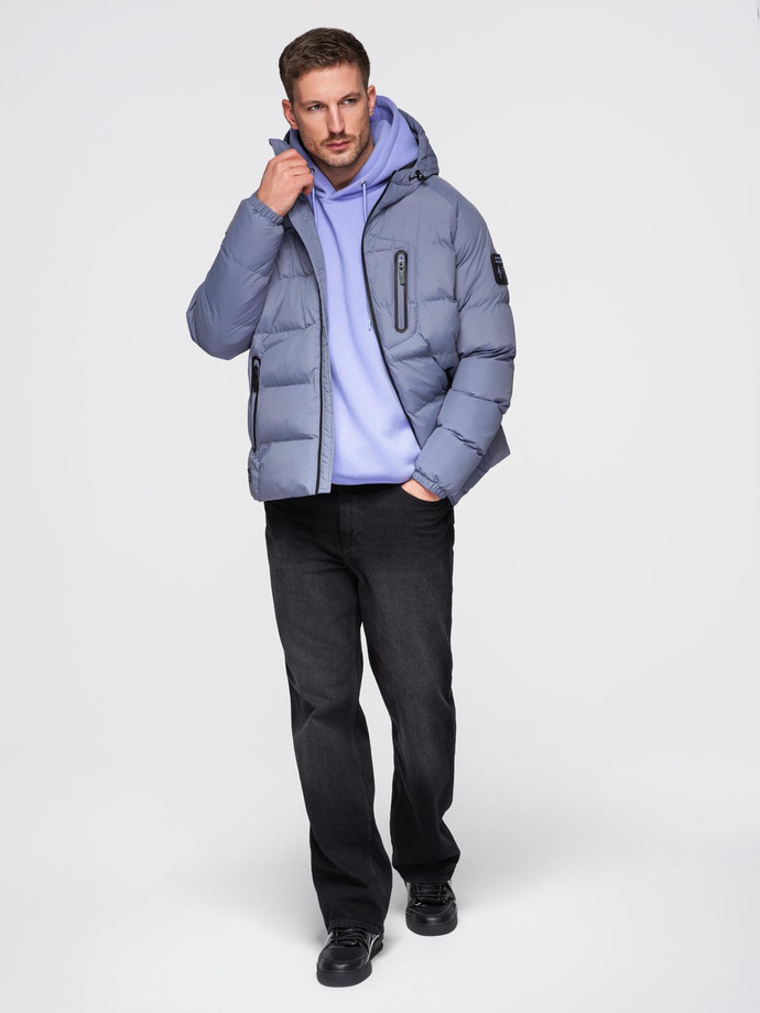 Jachetă matlasată izolată pentru bărbați cu mâneci raglan - violet decolorat V6 OM-JAHP-0302