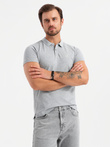 BASIC men's cotton polo t-shirt set - black/grey melange/white V2 OM-POBS-0133