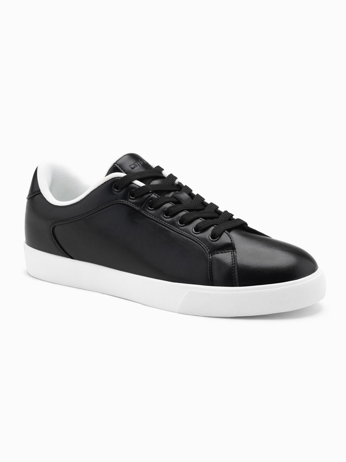 Classic men's sneaker shoes with high sole - black V1 OM-FOCS-0165