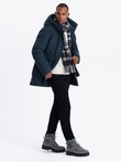 Men's long seasonal outdoor style jacket - navy blue V2 OM-JALJ-0202