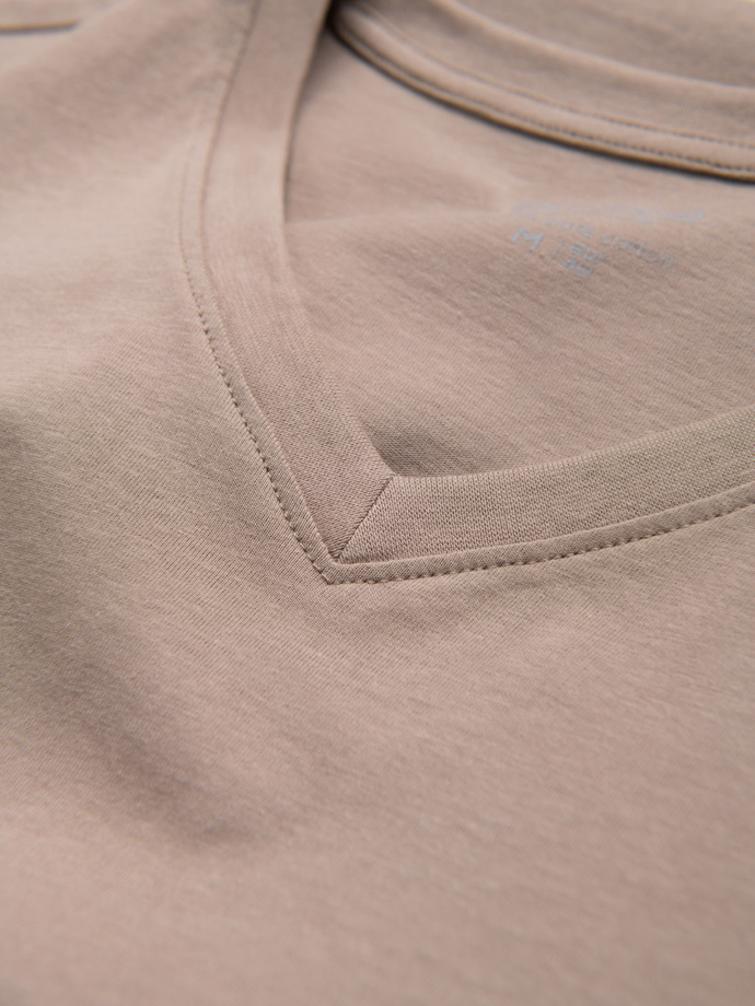 Tricou clasic din bumbac pentru bărbați cu decolteu în V BASIC - frasin V21 OM-TSBS-0145