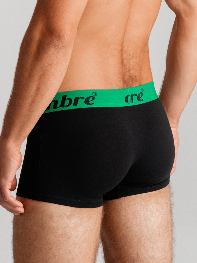 Pánske kontrastné bavlnené boxerky - 7-pack čierne V1 OM-UNBO-0100