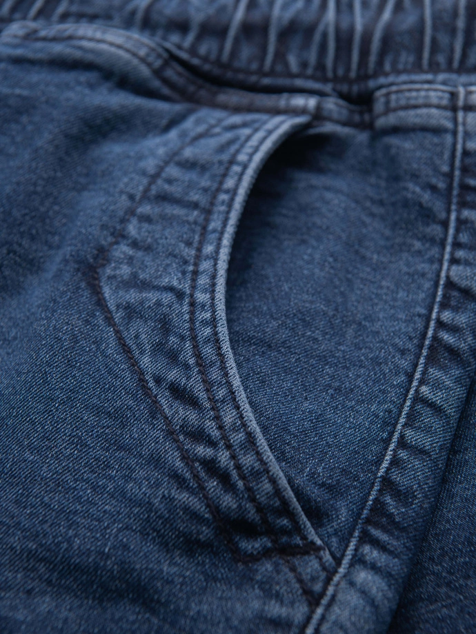 Pánské džínové šortky s ohrnutou nohavicí - tmavě modré V2 OM-SRDS-0161