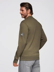 Bavlnená pánska mikina na zips bomber - khaki V1 OM-SSZP-0215