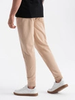 Pánske bavlnené tepláky BASIC joggers - béžové V6 OM-PABS-0174