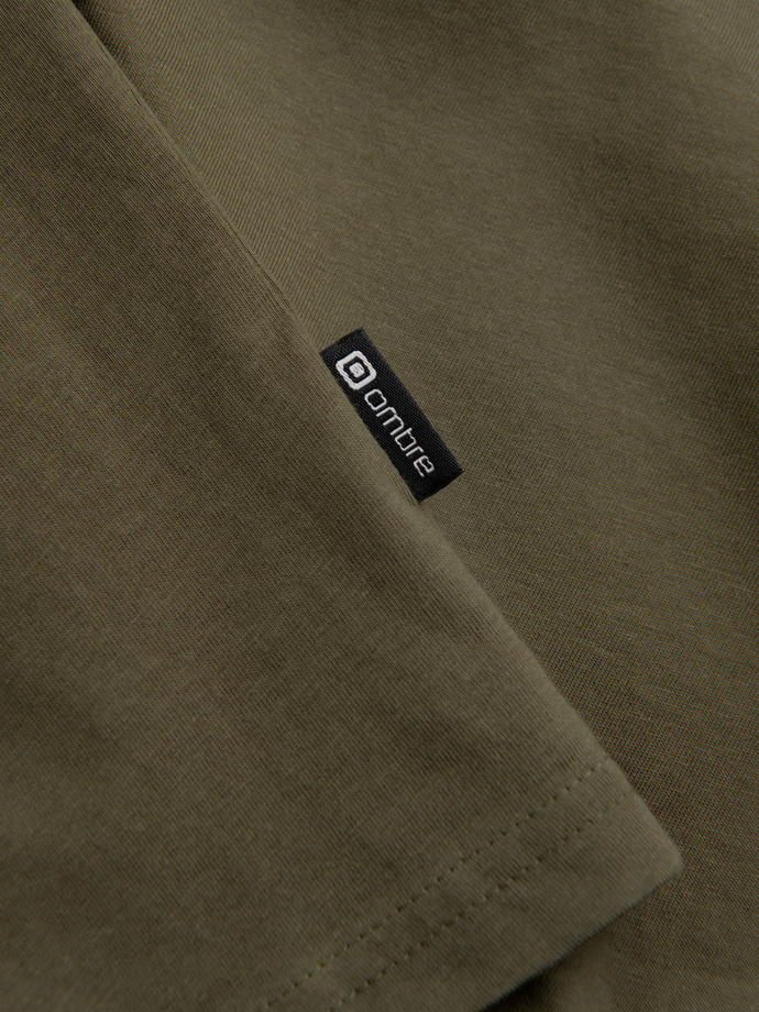 Men's unprinted longsleeve with v-neck - dark olive V2 OM-LSBL-0108