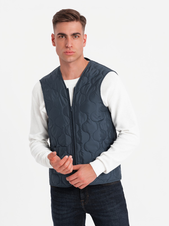 Pánsky jednoradový dlhý kabát s golierom a spodným plášťom - hnedý V2 OM-COWC-0106