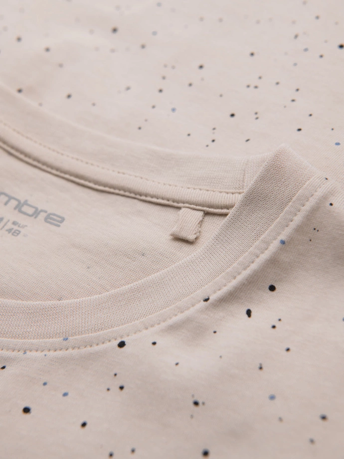 Tricou din bumbac imprimat cu decolteu rotund - negru V2 OM-TSFP-0225