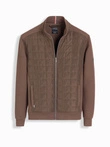 Lightweight unzipped men's jacket with quilted front - brown V3 OM-JANP-0193