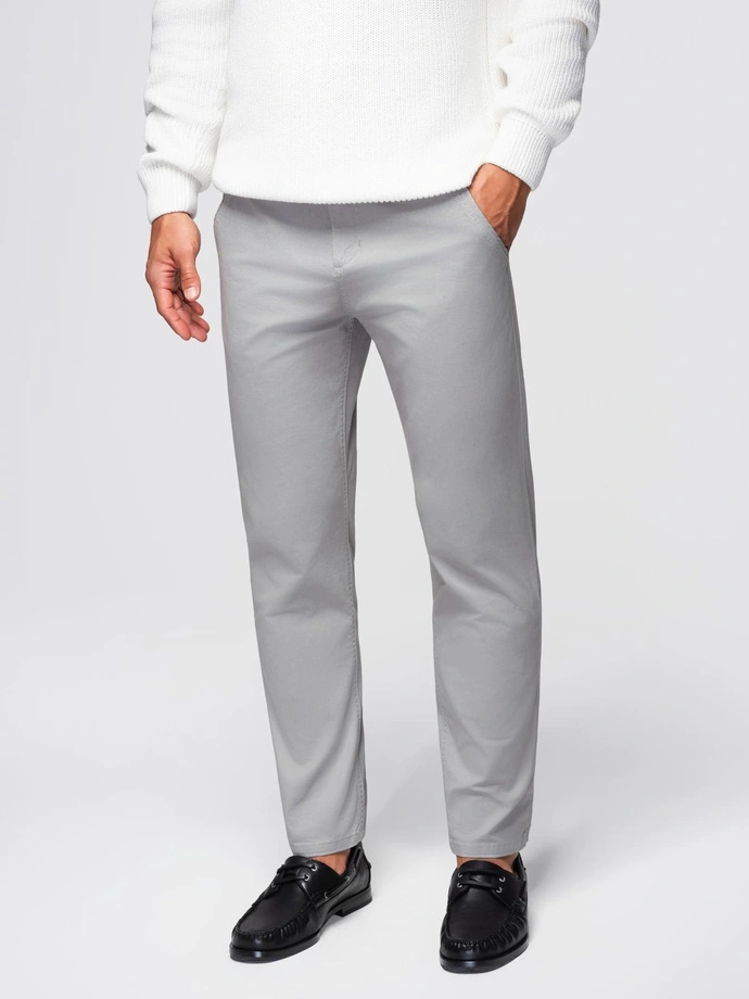 Pantaloni chino pentru bărbați cu talie decorativă - gri V6 OM-PACP-0118