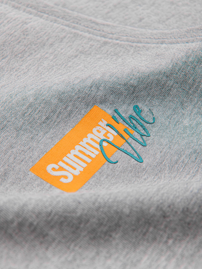 Pánské bavlněné tílko Summer Vibe s potiskem - šedý melír V3 OM-TSTT-0191