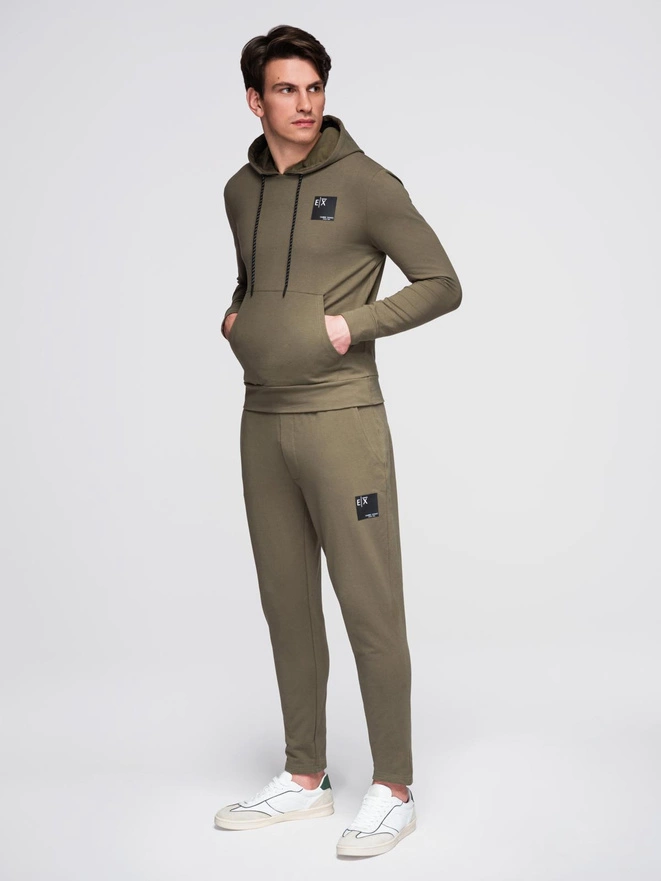Men's sweatshirt set hoodie + sweatpants - olive V4 Z107