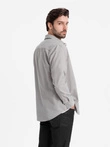Vyriški REGULAR FIT marškiniai su kišenėmis - pilki V1 OM-SHCS-0148