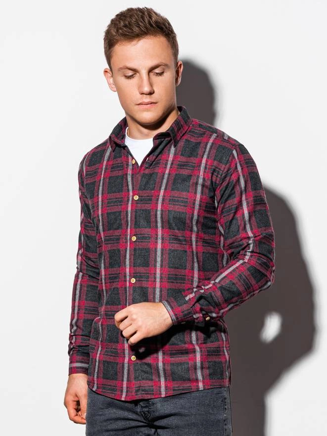 Men's shirt with long sleeves - red K562