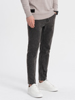 Pánské kalhoty z džínoviny s drsným střihem SLIM FIT - černé V3 OM-PADP-0146