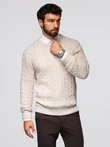 Elegant men's sweater with interesting weave - ecru V1 OM-SWSW-0173