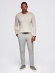 Men's sweater with round neckline in stretch knit with classic weave - beige V3 OM-SWSW-0183