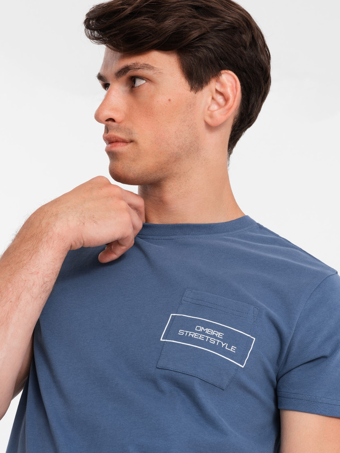 Ombre Streetstyle bărbați bumbac buzunar imprimare T-shirt - indigo V9 OM-TSCT-0108
