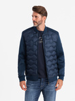 Men's quilted bomber jacket - navy blue V2 OM-JALP-0141