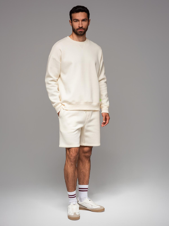 UNISEX sweatshirt + shorts set - cream V2 Z108