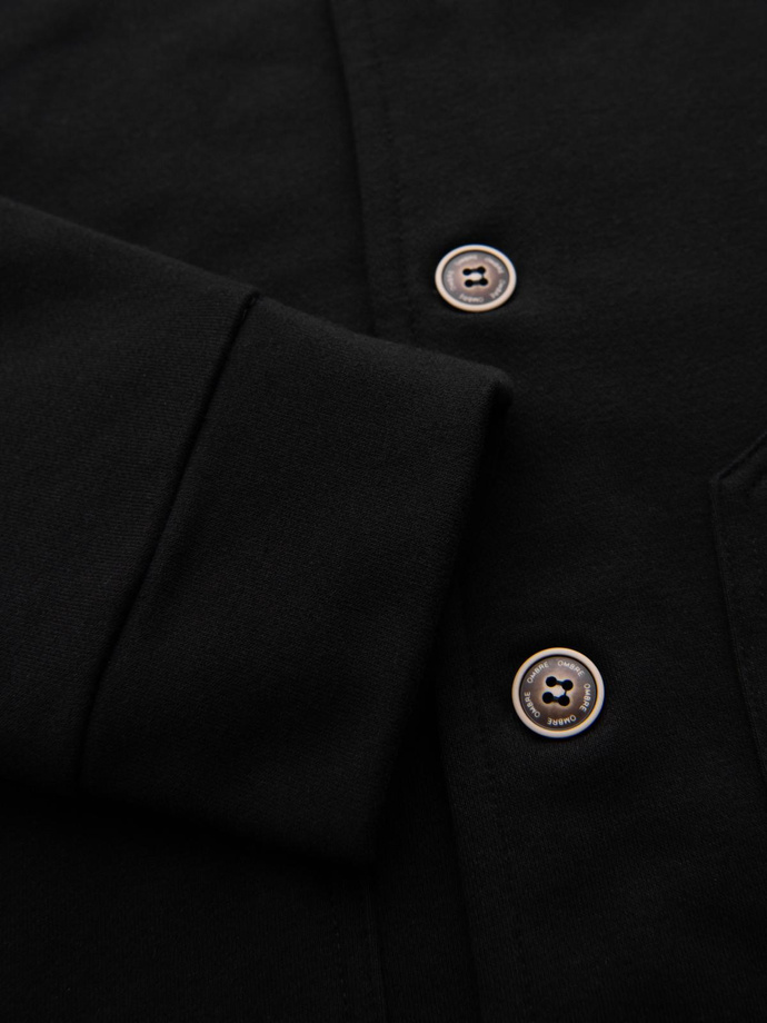 Hanorac bărbătesc cu nasturi și guler înalt - negru V6 OM-SSZP-0240