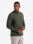 Men's knitted half turtleneck with viscose - dark olive V5 OM-SWTN-0125