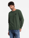 Men's non-stretch sweatshirt with metal pin - dark green V4 OM-SSNZ-0136
