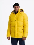 Men's puffer jacket with check lining - yellow V3 OM-JAHP-0205
