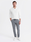 BASIC men's longsleeve with polo collar - white V1 OM-POBL-0114
