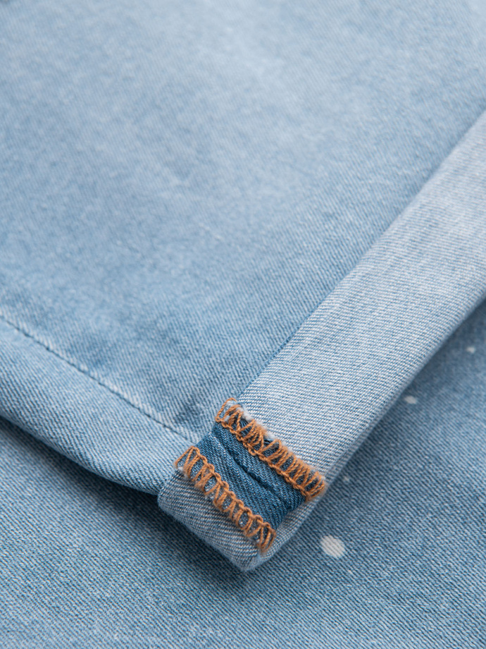 Pantaloni scurți casual pentru bărbați SLIM FIT jacquard knit - albastru marin V1 OM-SRCS-0168