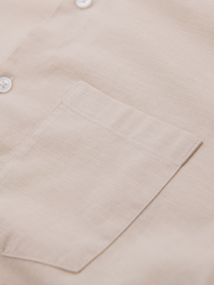Vyriški lininiai marškiniai su apykakle ir kišenėmis REGULAR FIT - kreminiai V3 OM-SHCS-0161