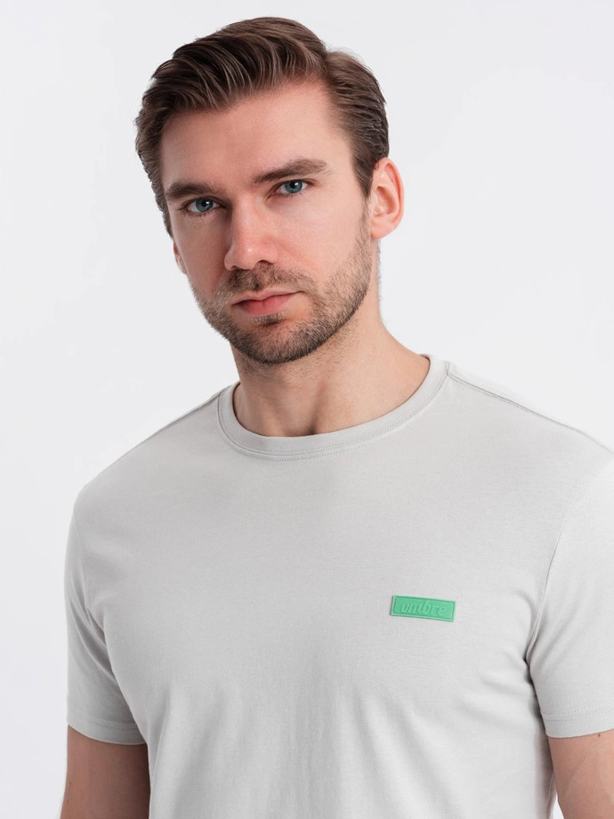 Tricou bărbătesc din bumbac cu contrast - gri deschis V2 OM-TSCT-0151