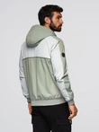 Men's contrast hooded windbreaker jacket - olive-gray V3 OM-JANP-0228