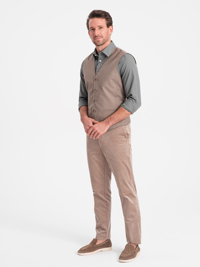 Costum bărbătesc fără revere - bej V2 OM-BLZV-0112