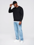Vyriškas džemperis RELAXED FIT su įspaustais užrašais - juodas V1 OM-SSNZ-0164