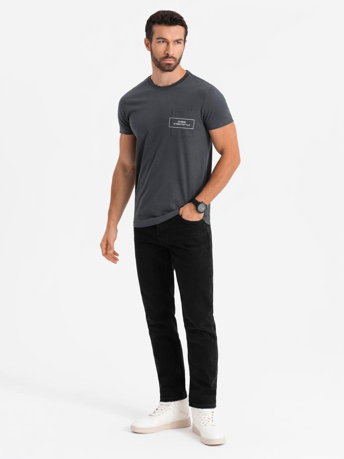 Ombre Streetstyle men's cotton pocket print t-shirt - black V1 OM-TSCT-0108