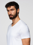 BASIC men's classic cotton T-shirt with a crew neckline - white V4 OM-TSBS-0237