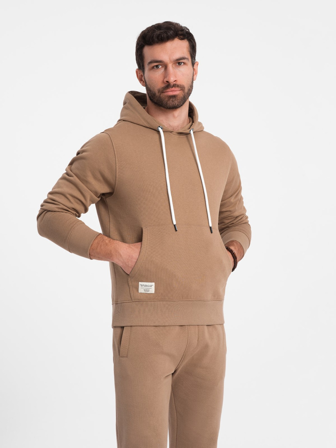 Set trening bărbătesc top kangaroo + pantaloni - maro V2 Z80