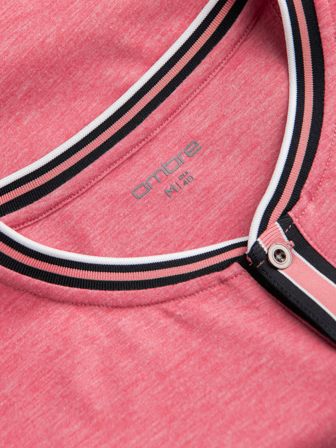 Tricou bărbătesc henley cu nervuri decorative - roșu V1 OM-TSCT-0175