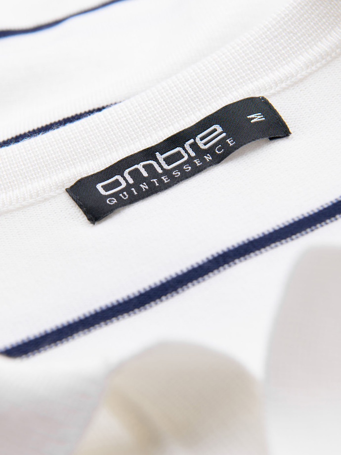 Tricou polo pentru bărbați cu guler cu fermoar - alb V1 OM-POSS-0132 