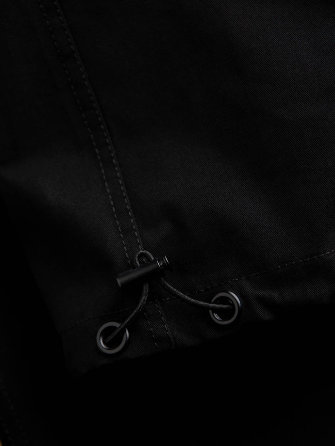 Pantaloni pentru bărbați cu buzunare cargo și tiv la picior - negru V5 OM-PACG-0189