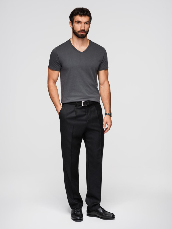 Men's BASIC classic cotton T-shirt with a serape neckline - graphite V3 OM-TSBS-0237